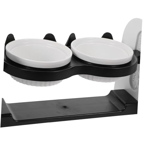 BAZEITFLOW Keramik Katzen Napf mit Verstellbarem Rutschfestem Ständer Doppelte Schalen für Kätzchen und Hunde Spülmaschinenfest Kippsicheres Design Komfortable Fütterung Zuhause von BAZEITFLOW