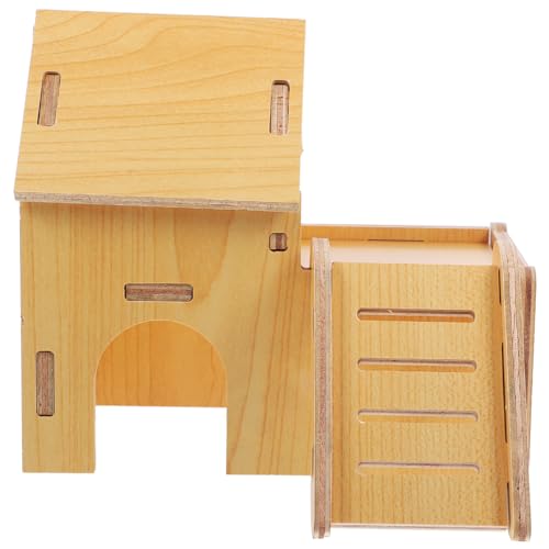 BAZEITFLOW Kleintierhaus aus Holz für Hamster und Meerschweinchen Gemütliches Versteck mit Plattform Sicher und Langlebig für Spiel und Entspannung für Kleine Haustiere von BAZEITFLOW