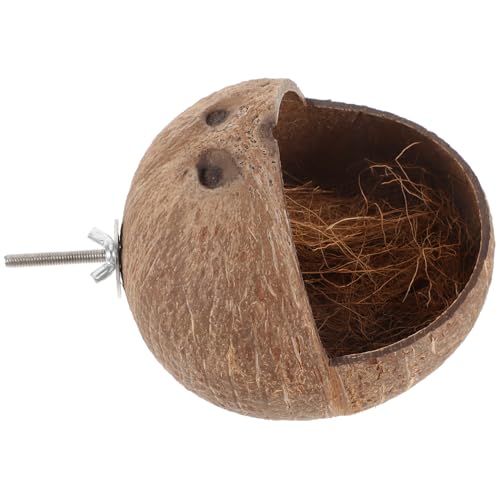 BAZEITFLOW Kokosnussschalen Vogelhaus für Sittiche Hängendes Nistkästchen Natürlicher Vogelbedarf für Papageien und Hamster für Käfige Strapazierfähig und Tragbar von BAZEITFLOW