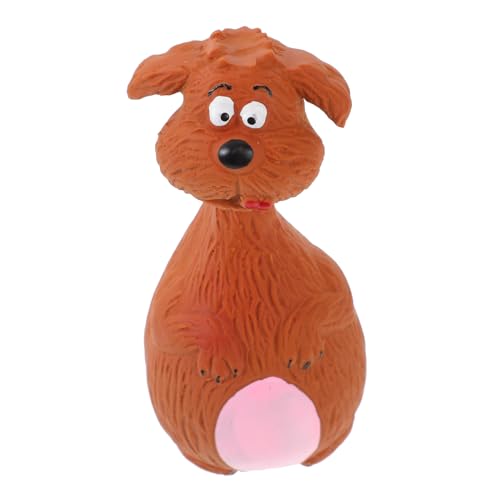 BAZEITFLOW Langlebiges Hundekauspielzeug aus Latex mit Quietscheffekt Interaktives für Kleine und Mittelgroße Hunde Fördert Beschäftigung und Langeweile Brauner Cartoon Hund von BAZEITFLOW