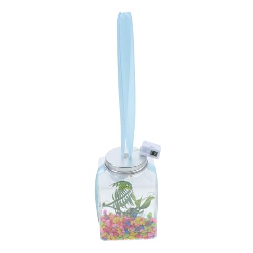 BAZEITFLOW Leuchtender Kleiner DIY Aquarium Fischbehälter mit Hydroponik Pflanze Bruchsicherer Transparenter Desktop Fischtank für Zuhause und Büro Farbiger Steine Einfach zu Reinigen von BAZEITFLOW
