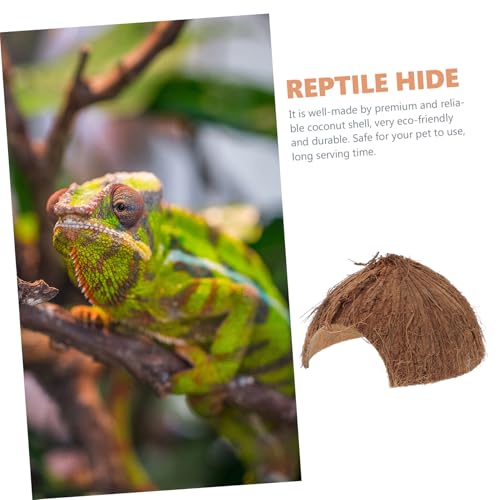 BAZEITFLOW Natürliches Kokosnussschalen Versteck für Kleine Haustiere Reptilien Höhle mit Sicherem Eingang Langlebiges Unterschlupf für Echsen Spinnen und Einsiedlerkrebse von BAZEITFLOW