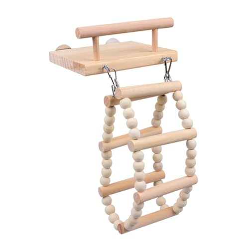 BAZEITFLOW Papageien Holz Schaukel Kauspielzeug Hänge Spielplatz für Wellensittiche Sittiche Kleine Vögel Spaß Bewegung Haustier Zubehör von BAZEITFLOW