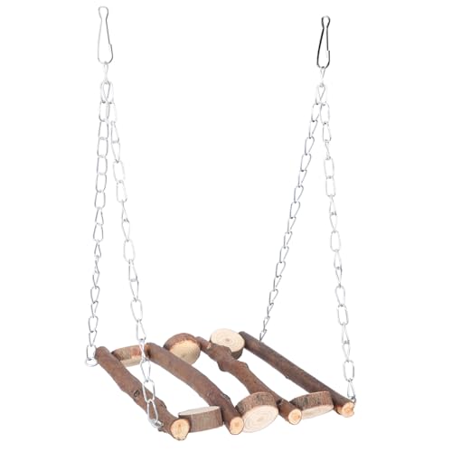 BAZEITFLOW Parrot Holz Schaukel Stand Vogelspielzeug für Käfig Stabiles Kletterspielzeug für Wellensittiche und Kleine Vögel Natürliche Sitzstange zum Kauen und Balancieren Dekoratives von BAZEITFLOW