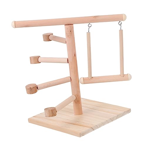BAZEITFLOW Parrot Wooden Stand aus Natürlichem Holz Beissfestes Vogelspielzeug mit Schaukel und Kletterleiter für Wellensittiche Papageien Nymphensittiche und Kleine Vögel Pflegt Schnabel BAZEITFLOW Parrot Wooden Stand aus Natürlichem Holz Beissfestes Vogelspielzeug mit Schaukel und Kletterleiter für Wellensittiche Papageien Nymphensittiche und Kleine Vögel Pflegt Schnabel von BAZEITFLOW