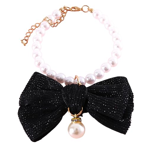 BAZEITFLOW Perlenhalsband mit Schleife für Haustiere Leichter und Eleganter Katzen und Hundehalskragen für Fotoshootings Atmungsaktiv und Tierfreundlich von BAZEITFLOW