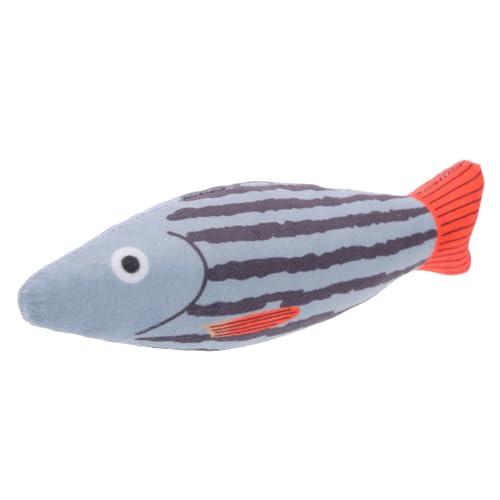 BAZEITFLOW Plüsch Katzenminze Fischform Beißfestes Katzenspielzeug für Katzen und Kätzchen Leichtes Indoor Catnip Toy zur Beschäftigung und Zahnpflege Attraktives Cartoon Design Langlebig von BAZEITFLOW