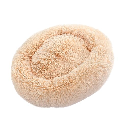 BAZEITFLOW Plüschnest Hundebetten für kleine Hunde Donut-Hundebett Katzenbett Haustierbett Katze Haustierbetten für Katzen Katzenhöhle Bettkissen für Haustiere Hundeversorgung Beige von BAZEITFLOW
