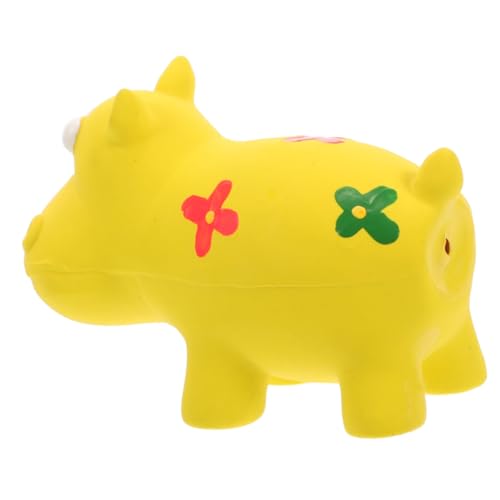 BAZEITFLOW Quietschendes Hundespielzeug Hippo aus Strapazierfähigem Interaktives Kauspielzeug für Mittlere Hunde Fördert Spielerisch Beschäftigung und Gesunde Zahnreinigung Gelb von BAZEITFLOW
