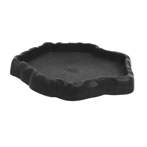 BAZEITFLOW Reptilien Wasserschale Harz Ecknapf mit Felsenoptik Antikipp Basis Wassernapf und Futterschale für Schildkröten Eidechsen Gecko Terrarium von BAZEITFLOW