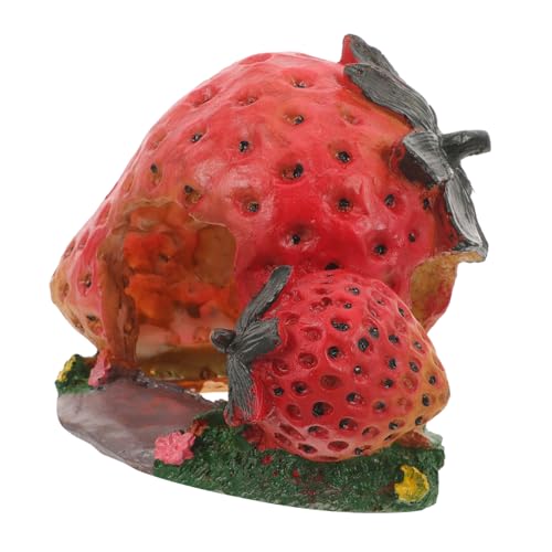 BAZEITFLOW Reptilienversteck in Erdbeerform aus Sicherem Resin Langlebiges Schildkröten und Echsen Habitat Glatte Oberfläche für Einfache Natürlicher Lebensraum für Terrarien und Aquarien von BAZEITFLOW