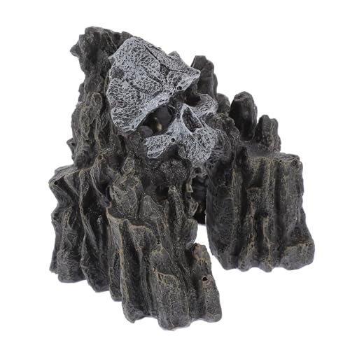 BAZEITFLOW Resin Aquarium Höhle Ornament Skull Mountain Deko Fischversteck Langlebig Farbecht Natürliche Gestaltung für Dekoratives Aquarium und Terrarium von BAZEITFLOW