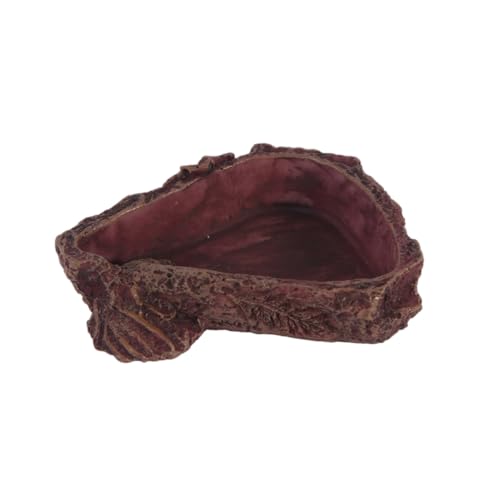 BAZEITFLOW Resin Futterschale Imitation Baumrinde für Kleine Reptilien Wassernapf Terrarienschale für Eidechsen Frösche Spinnen Kompakt Langlebig und Dekorativ von BAZEITFLOW