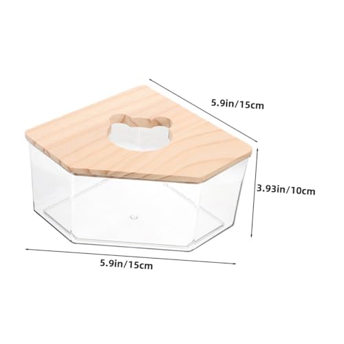 BAZEITFLOW Transparente Hamster Sandbad Box mit Holzdeckel Langlebig und Verformungsresistent Geeignet für Hamster Chinchilla und Kleine Haustiere Dekoratives und Funktionales von BAZEITFLOW