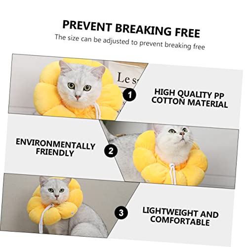 BAZEITFLOW Verstellbarer Katzen Wundschutz Halskragen aus Atmungsaktivem Baumwollstoff Sonnenblumen Design Biss und Lecksicher für Genesung und Postchirurgische Pflege bei Katzen und von BAZEITFLOW