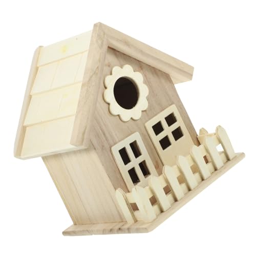BAZEITFLOW Vogelnest gartendeko Garden Decor The Birdcage vogeltränke käfig Vogelhaus für Gartenvögel Holzdekor Häuser Dekoration Hausvogelnest dekoratives Vogelhaus hölzern Khaki von BAZEITFLOW
