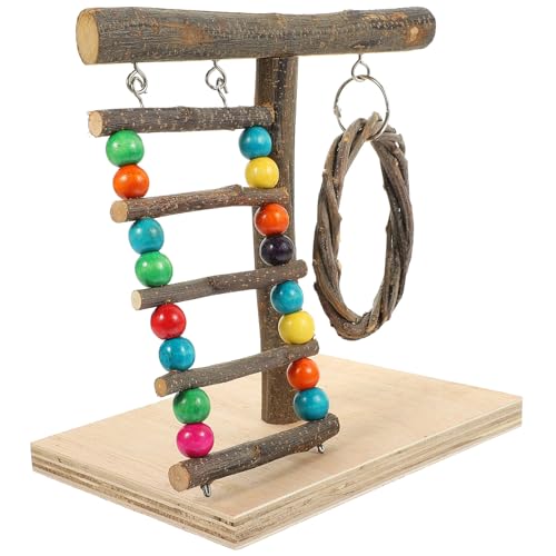 BAZEITFLOW Vogelspielplatz aus Naturholz Stabile Vogel Sitzstange Vogelspielzeug für Wellensittich und Papagei zur Balance und Krallenpflege Geeignet für Käfig und Desktop von BAZEITFLOW