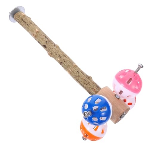 BAZEITFLOW Vogelspielzeug Papageien Kauspielzeug Natürlicher Vogelsteg mit Drehbarem Ball Langlebiger Holzspielstand für Käfig Zubehör Kleiner bis Mittlerer Vogel von BAZEITFLOW