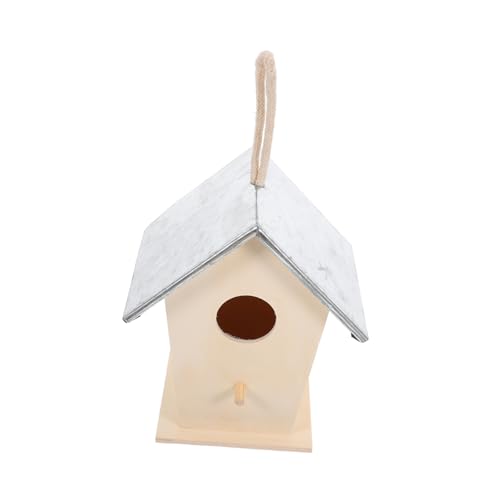 BAZEITFLOW Wetterfestes Outdoor Vogelhaus aus Holz mit Metallverstärkung Hängendes Nistkasten für Gartenvögel Robust und Regensicher als Vogelfutterstation und Nisthilfe im Garten von BAZEITFLOW