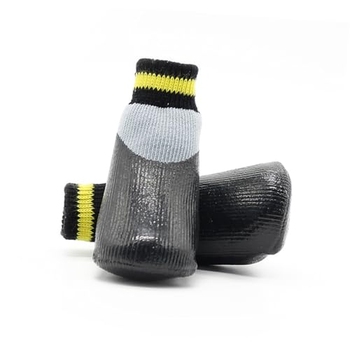 BAZEITFLOW wasserdichte Hundeschuhe aus Gummi rutschfeste Winter Booties für Kleine Hunde und Welpen Schützende Pfotensocken Schwarz bei Regen und Schnee von BAZEITFLOW