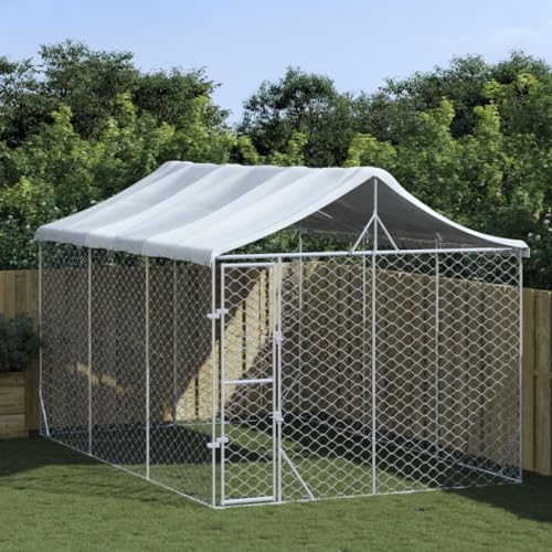BAZZI Hundekäfig, Hundekäfig, Hundekäfig, Hundekäfig, Hundekäfige, Hundehütte für den Außenbereich, Dach Silber, 3 x 4,5 x 2,5 m, verzinkter Stahl BAZZI Hundekäfig, Hundekäfig, Hundekäfig, Hundekäfig, Hundekäfige, Hundehütte für den Außenbereich, Dach Silber, 3 x 4,5 x 2,5 m, verzinkter Stahl von BAZZI