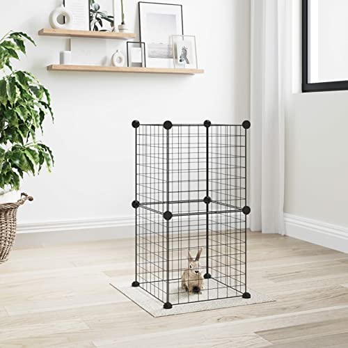 BAZZI Käfig, Hamsterkäfig, Hamsterkäfig, Käfig für Meerschweinchen, Käfig für Haustiere, 8 Paneele, schwarz, 35 x 35 cm, Stahl von BAZZI