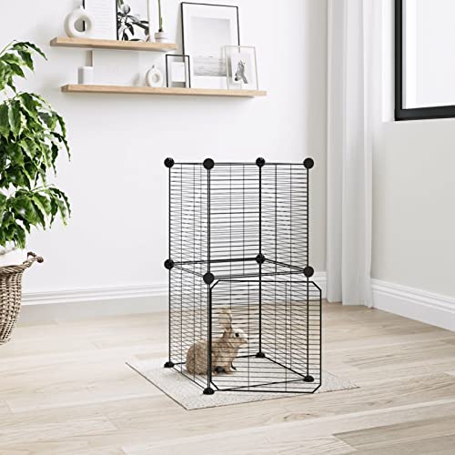 BAZZI Käfig, Hamsterkäfig, Käfig für Hamster, Meerschweinchen, Käfig für Tiere 8 Paneele mit Tür, schwarz, 35 x 35 cm, Stahl von BAZZI