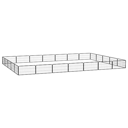 BAZZI Käfig, Hundekäfig, Hundekäfig, Hundekäfig, Hundekäfig, Hundekäfig, 24 Paneele, schwarz, 100 x 50 cm, pulverbeschichteter Stahl von BAZZI