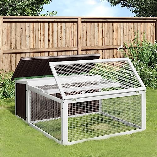 BAZZI Käfig, Kaninchenkäfig, Kaninchenkäfig, Käfig für Kaninchen, Kaninchenstall, grauer Kaninchenstall, 117,5 x 97 x 47,5 cm aus massivem Kiefernholz von BAZZI