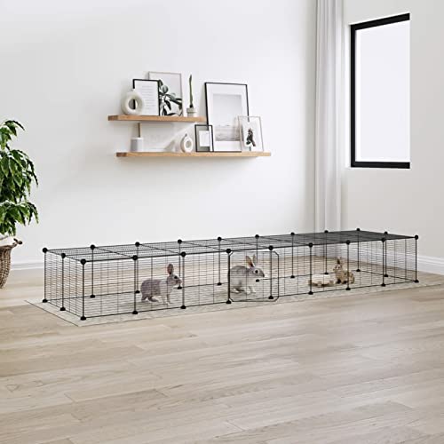 BAZZI Käfig, Meerschweinchenkäfig, Hamsterkäfig, Käfig für Tiere, 36 Paneele mit schwarzer Tür, 35 x 35 cm, Stahl BAZZI Käfig, Meerschweinchenkäfig, Hamsterkäfig, Käfig für Tiere, 36 Paneele mit schwarzer Tür, 35 x 35 cm, Stahl von BAZZI