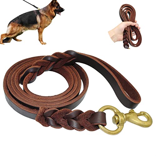 Leder-Haustierleine Haustier-Leine Seil Geflochtene Echtleder-Leine Wasserdichtes Haustier-Traktionsseil Lauftrainingsleine for Deutsche Schäferhund-Seiltraktion (Color : 02, Size : S) (1 XL) (2 XL) von BAtlam