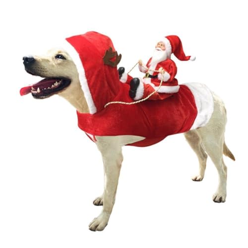 Fun Pet Dog Christmas clothes Santa Claus riding a deer Coat Pets Christmas Costumes Small For Big C6H8 Dog Apparel Dog D von BBASILIYSD