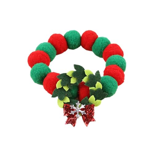 Weihnachts-Hundehalsband mit Fliege, rot/grün, niedlich, verstellbar, buntes Haarball, für kleine, mittelgroße und große Hunde Weihnachts-Hundehalsband mit Fliege, rot/grün, niedlich, verstellbar, buntes Haarball, für kleine, mittelgroße und große Hunde von BBASILIYSD