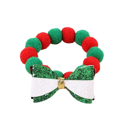 Weihnachts-Hundehalsband mit Fliege, rot/grün, niedlich, verstellbar, buntes Haarball, für kleine, mittelgroße und große Hunde Weihnachts-Hundehalsband mit Fliege, rot/grün, niedlich, verstellbar, buntes Haarball, für kleine, mittelgroße und große Hunde von BBASILIYSD