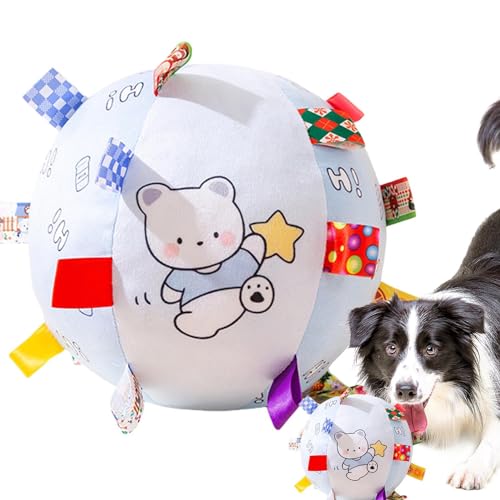 BBAUER Interaktiver Hundeball, Hundefußballspielzeug - Quietschendes Beißspielzeug für Hunde, Kauspielzeug für Welpen | Aggressives Kauspielzeug für Hunde mit Riemen, Zahnreinigungsspielzeug von BBAUER