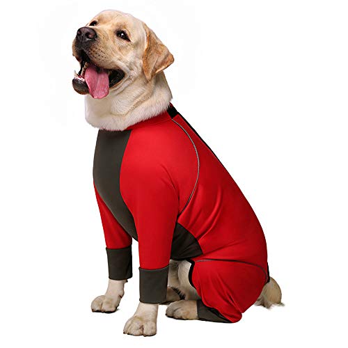 BBEART Haustier-Kleidung, großes Hunde-Shirt, wasserdicht, Winter, warm, Pyjama, Einteiler für mittelgroße und große Hunde (32#, rot) von BBEART