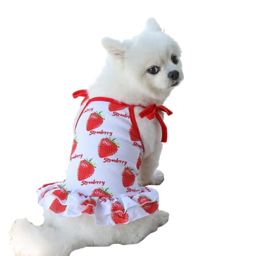 BBEART Haustier-Kleidung, schönes Sommer-T-Shirt, für Hunde, Katzen, Welpen, Kleidung, für kleine Hunde, Katzen, Welpen, (XS-Rückenlänge 20 cm, Erdbeerrock) von BBEART