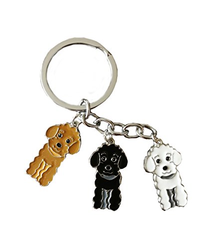 BBEART Hund Schlüsselanhänger, Haustier Anhänger Schlüsselring, niedliche Welpe ID Tags Metall Schlüsselanhänger für Hundeliebhaber, Three Color Poodle von BBEART