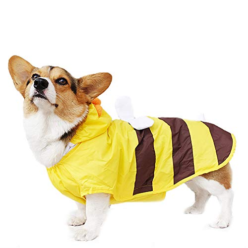 Haustier-Regenmantel, Hunde, wasserdicht, Regenjacke, Biene, leicht, für Corgi, Ordnung und kleine mittelgroße Hunde (XXL) von BBEART