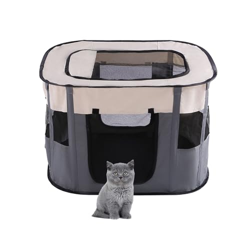 Laufstall for Kätzchen im Innenbereich, Katzenkäfigzelt, Katzengehege, Welpengehege for drinnen, faltbarer Laufstall for Haustiere, tragbarer Zwingerkäfig for Welpen, Hunde, Kätzchen und Katzen(Gray,M Laufstall for Kätzchen im Innenbereich, Katzenkäfigzelt, Katzengehege, Welpengehege for drinnen, faltbarer Laufstall for Haustiere, tragbarer Zwingerkäfig for Welpen, Hunde, Kätzchen und Katzen(Gray,M von BBNSIV