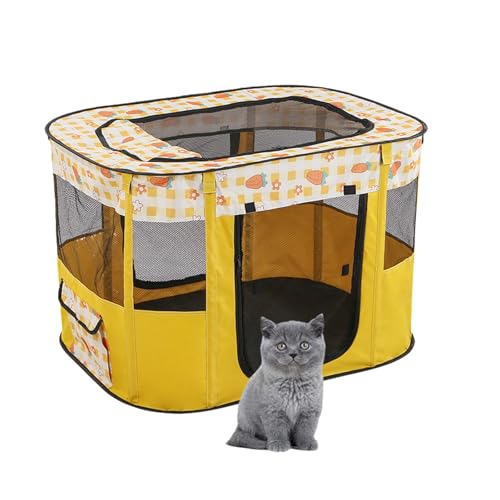 Laufstall for Kätzchen im Innenbereich, Katzenkäfigzelt, Katzengehege, Welpengehege for drinnen, faltbarer Laufstall for Haustiere, tragbarer Zwingerkäfig for Welpen, Hunde, Kätzchen und Katzen(Yellow Laufstall for Kätzchen im Innenbereich, Katzenkäfigzelt, Katzengehege, Welpengehege for drinnen, faltbarer Laufstall for Haustiere, tragbarer Zwingerkäfig for Welpen, Hunde, Kätzchen und Katzen(Yellow von BBNSIV