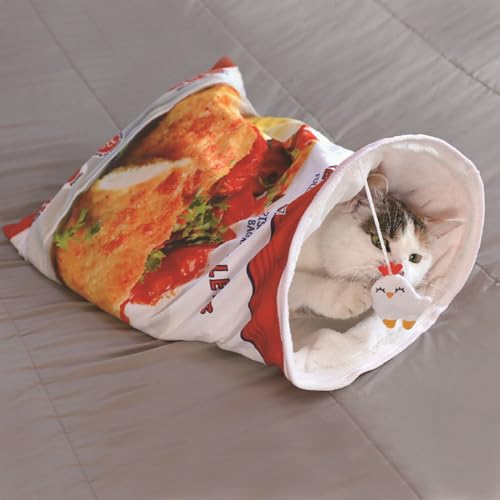 40 x 50 cm Katzenschlafsack, faltbar, Haustierhöhle mit Ringpapier, halb bedecktes Bett, Thermowärmer, Winter, gemütliches Bett für Katzen und Welpen von BBTISG