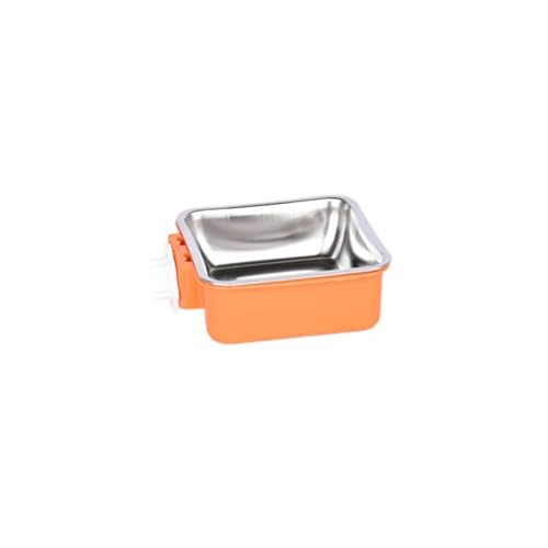 Hängender Futternapf, abnehmbare Edelstahl-Wassernäpfe für Kisten und Käfige für Haustiere, Hunde, Katzen, Meerkaninchen (Orange) von BBTISG