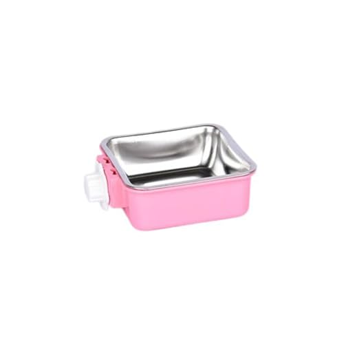 Hängender Futternapf, abnehmbare Edelstahl-Wassernäpfe für Kisten und Käfige für Haustiere, Hunde, Katzen, Meerkaninchen (Rosa) von BBTISG