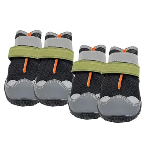 Hunde-Winterstiefel, wasserdicht, rutschfest, Pfotenschutz, verstellbare Hundeschuhe mit reflektierendem Riemen, zum Wandern, Spazierengehen, Outdoor, Boden (4,5 cm, schwarz) von BBTISG