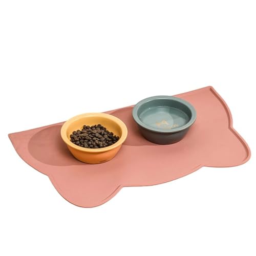 Rutschfeste Silikon-Hundenapf-Matte, 44 x 24 cm, rutschfest, wasserdicht, für Futter und Wasser, verhindert Verschütten (Rosa, Einheitsgröße) von BBTISG