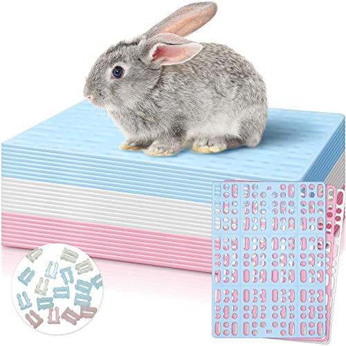 BBTO 24 Stück Kunststoff-Kaninchenkäfigmatte, Fußpolster in verschiedenen Farben, installieren Sie eine praktische und langlebige Fußstütze, Meerschweinchen, Katzen und Hunde von BBTO