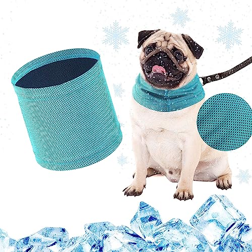 Atmungsaktives Hunde-Kühlhalstuch, sofortiges Hundekühlendes Halsband, wiederverwendbar, kühlender Sommer, für Hunde, Welpen, Katzen, Haustier (Seeblau, Medium) von BBXWANG