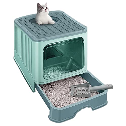 BBZY Tragbare Katzentoilette mit Deckel Extra Große Katzentoilette mit Katzentoilette Schaufel Schubladentyp Leicht zu Reinigen Katzentoilette für Katzen von BBZY