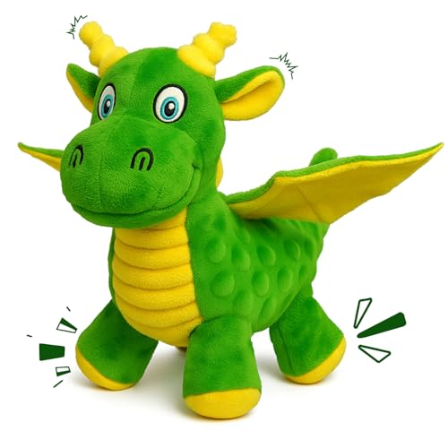 LemonDragon Hundespielzeug aus Plüsch: niedliches 22,9 cm großes Drachen-Hundespielzeug mit 5 Quietschern und knisternden Ohren für kleine und mittelgroße Hunde, weiches Welpenspielzeug zum Zahnen LemonDragon Hundespielzeug aus Plüsch: niedliches 22,9 cm großes Drachen-Hundespielzeug mit 5 Quietschern und knisternden Ohren für kleine und mittelgroße Hunde, weiches Welpenspielzeug zum Zahnen von BBeary
